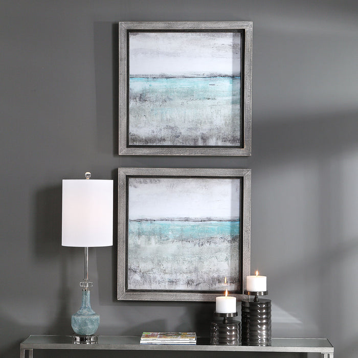 Aqua Horizon - Framed Prints (Set of 2) - Blue