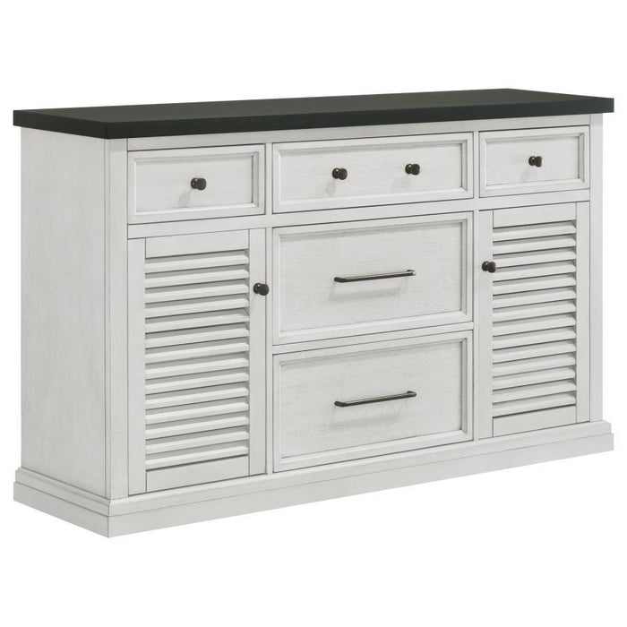 Aventine - 5-Drawer Dining Sideboard Buffet Cabinet With Cabinet - Charcoal And Vintage Chalk