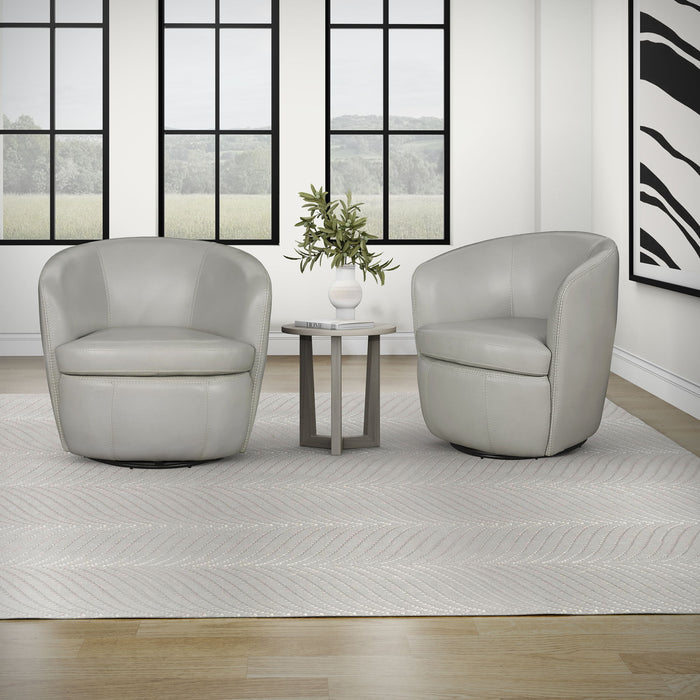 Barolo - 100% Italian Leather Swivel Club Chair (Set of 2)