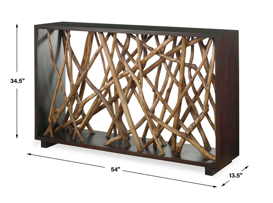 Teak Maze - Console Table - Dark Brown
