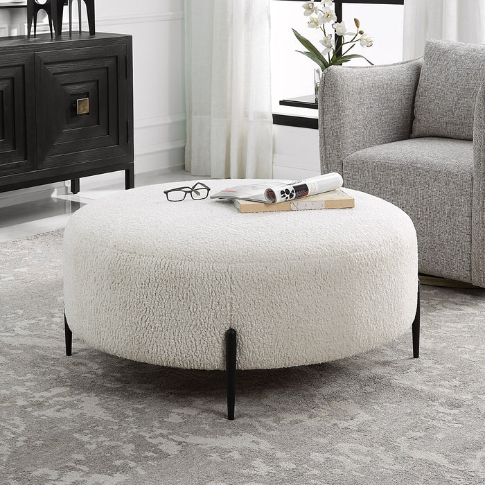 Arles - Large Plush Ottoman - White