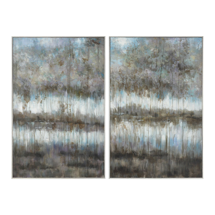 Gray Reflections - Landscape Art (Set of 2) - Blue