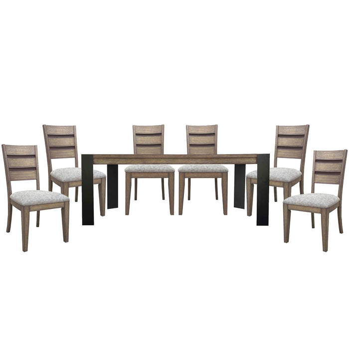 Cedar Fork - Dining Table With 6 Ladderback Chairs - Smoked Arabica