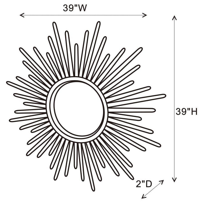 Beiwen - Sunburst Wall Mirror - Champagne And Silver