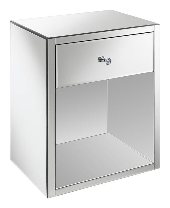 Coquette - 1-Drawer Mirrored Accent Side Table - Silver