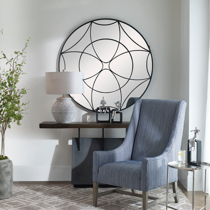 Jocasta - Mirrored Circular Wall Decor - Black