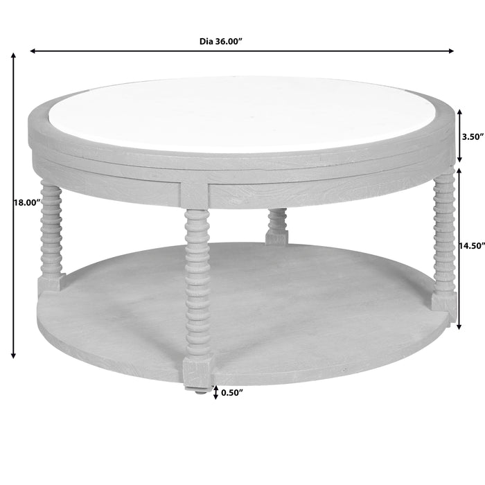 Pulaski Accents - Round Cocktail Table with Marble Top - Natural