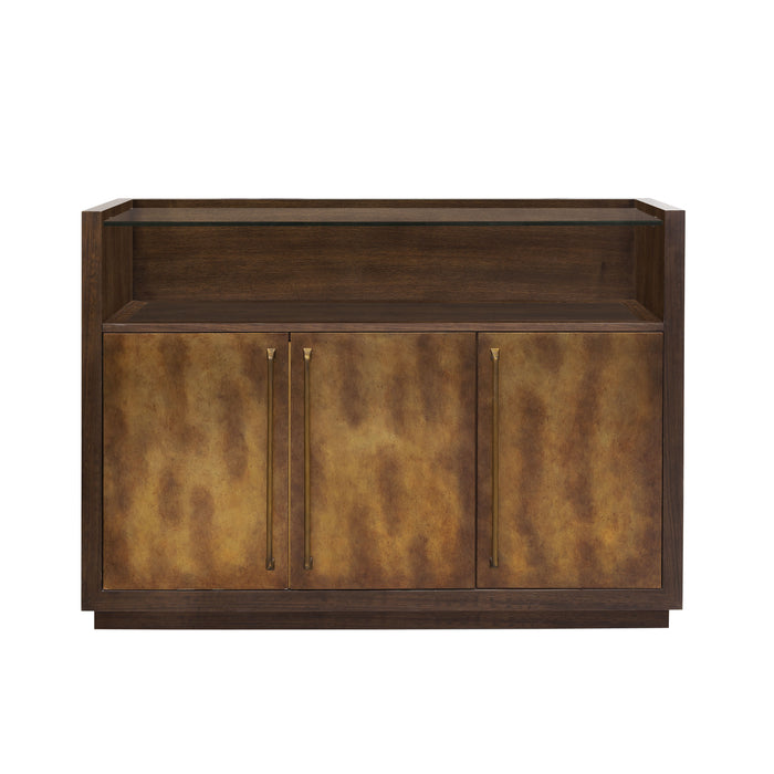 Pulaski Accents - 3 Door Bar Cabinet with Glass Shelves - Brown