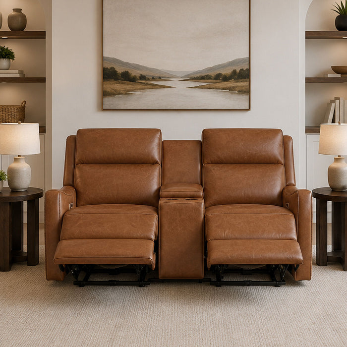 Channing - Power Zero Gravity Tilt Console Loveseat P3 - Renaissance Cinnamon