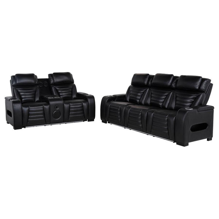 Zuma - Faux Leather Dual Power LED Sofa Set