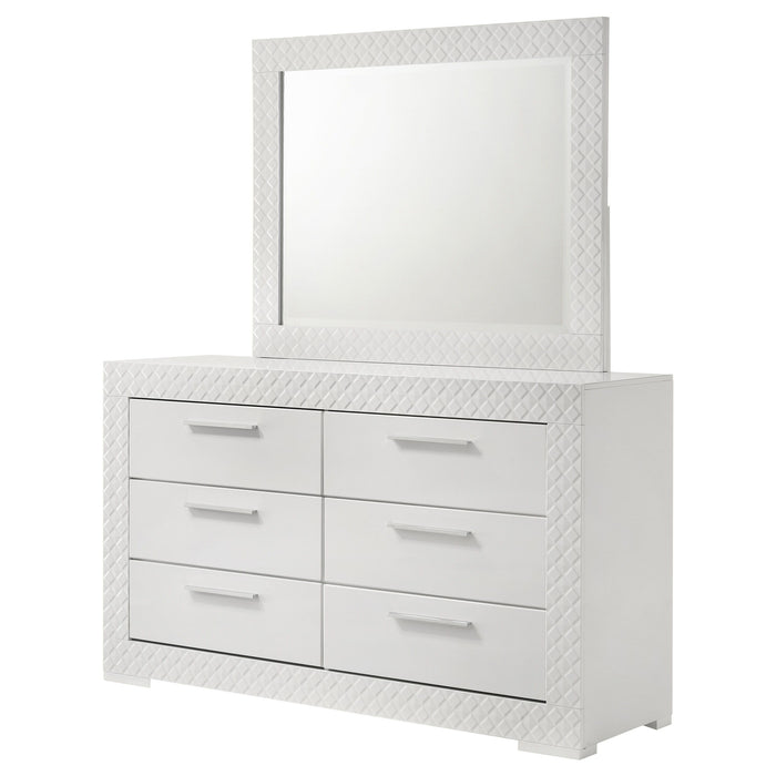 Ives - 6-Drawer Dresser And Mirror - White High Gloss