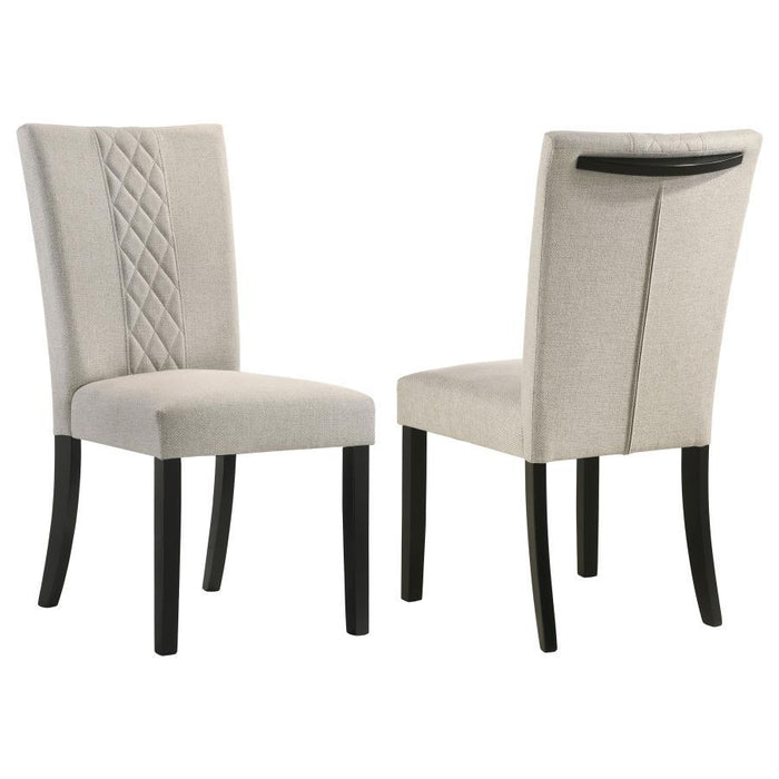 Malia - Upholstered Solid Back Dining Side Chair (Set of 2) - Beige And Black