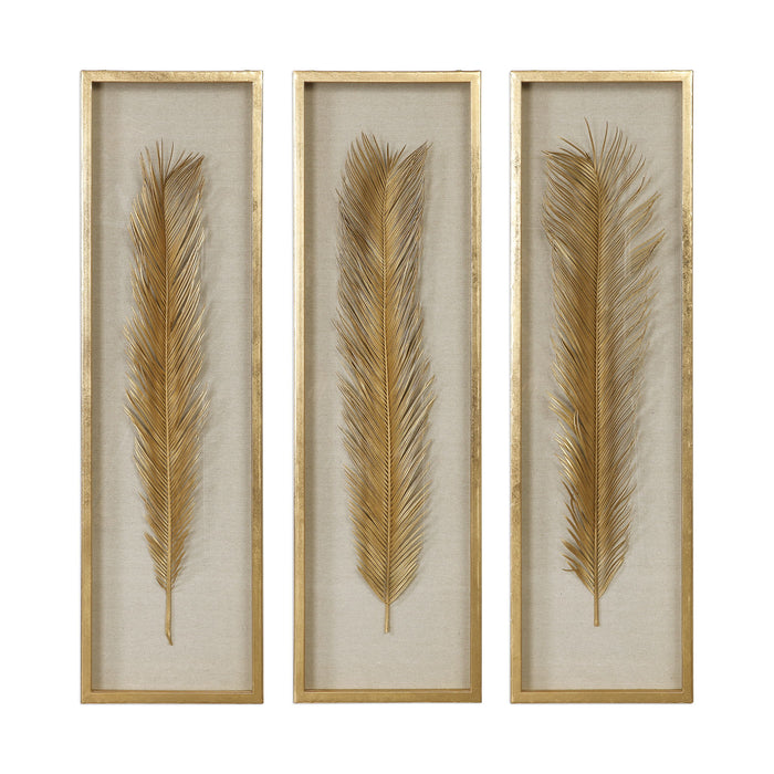 Palma - Leaf Shadow Box (Set of 3) - Gold