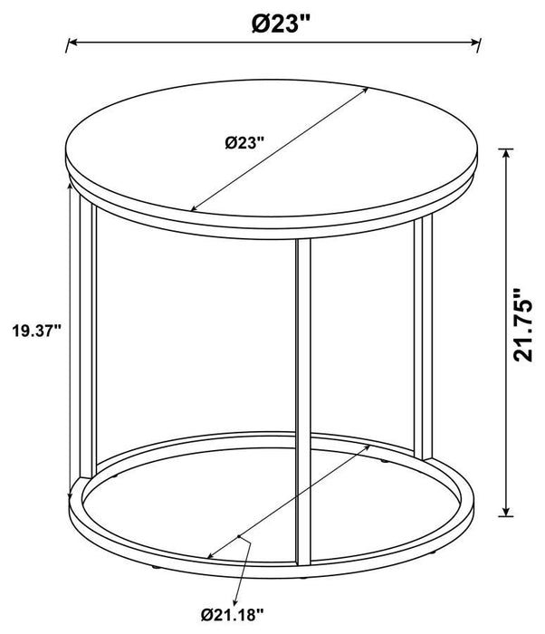 Lainey - Round Faux Marble Side End Table - Gray