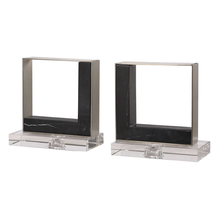 Tilman - Modern Marble Bookends (Set of 2) - Black