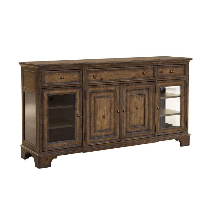 Revival Row - 3-Drawer Buffet with Cabinet Doors - Brown