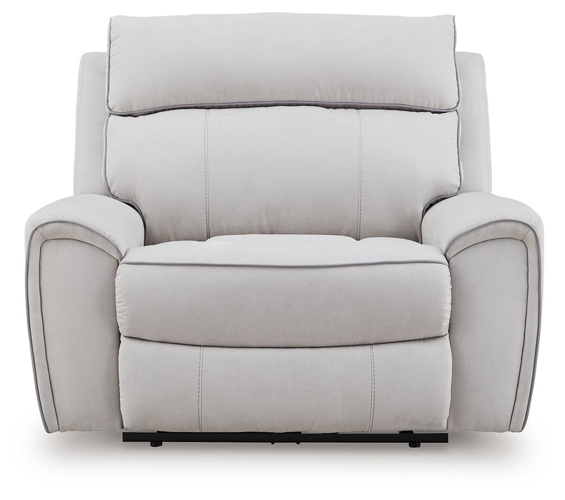 Social Pointe - Power Recliner / Adjustable Headrest - Pearl / Ash