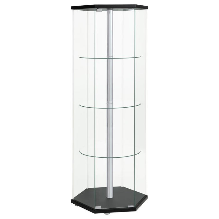 Zahavah - 4-Shelf Hexagonal Clear Glass Curio Cabinet