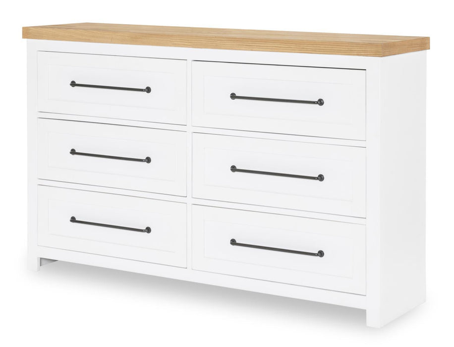 Horizons - 6 Drawers Dresser - Pure White / Natural Oak