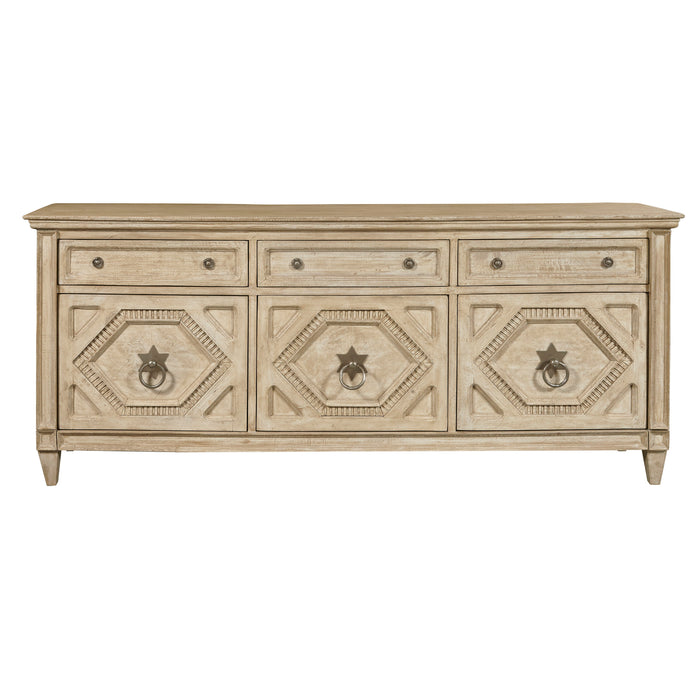 3-Door Entertainment Console With Storage Drawers - Natural