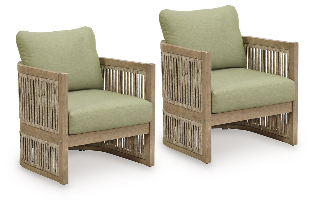Serena Shores - Lounge Chair With Cushion (Set of 2) - Beige / Green