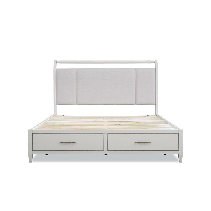 Reflections - Complete Upholstered Sleigh Bed With Storage Footboard