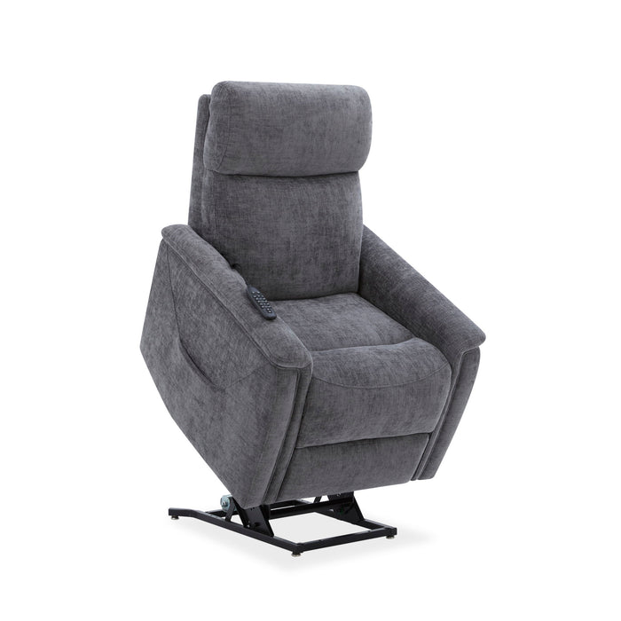 Luma - Petite Power Lift Recliner With Power Headrest, Lumbar, Heat & Massage - Dark Gray