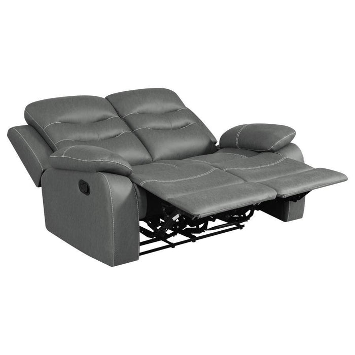 Nova - Upholstered Padded Arm Reclining Loveseat - Dark Gray