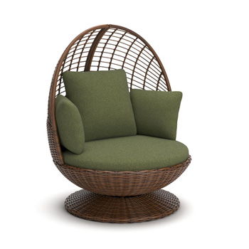 Horizon Hall - Swivel Egg Chair With Cushion - Brown / Green
