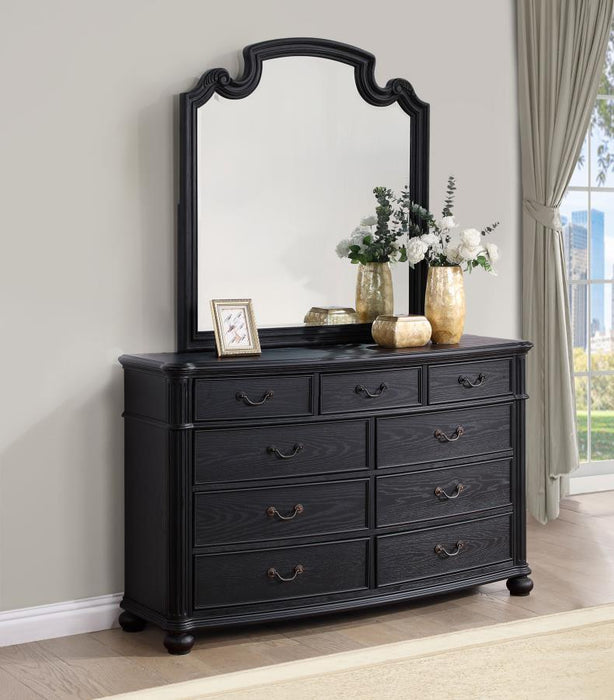 Celina - 9-Drawer Bedroom Dresser With Mirror - Black