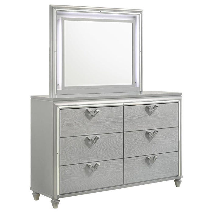 Veronica - 6-Drawer Bedroom Dresser - Light Silver