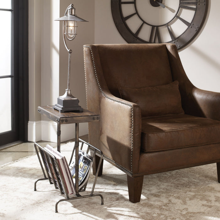 Sonora - Industrial Magazine Accent Table - Dark Brown