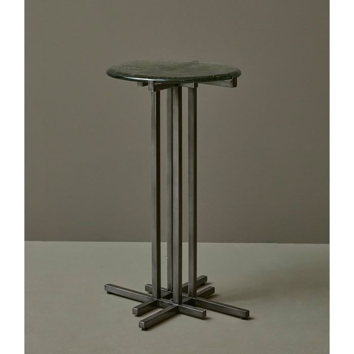 Glass Top Spot Table With Metal Base Pedestal - Gray