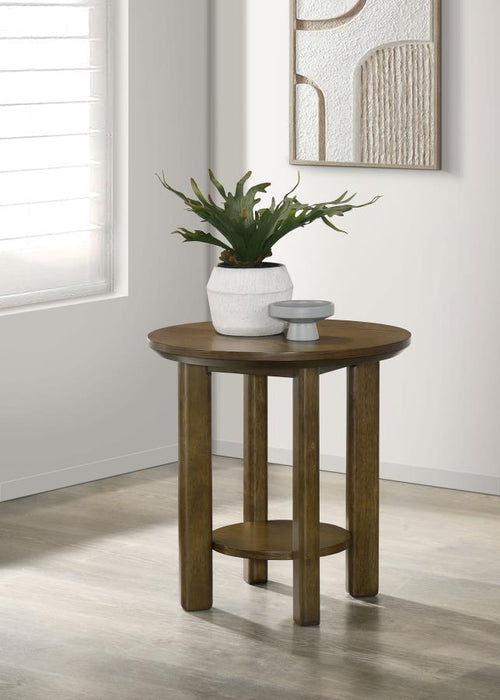 Ottowa - Round Wood Table With Shelf