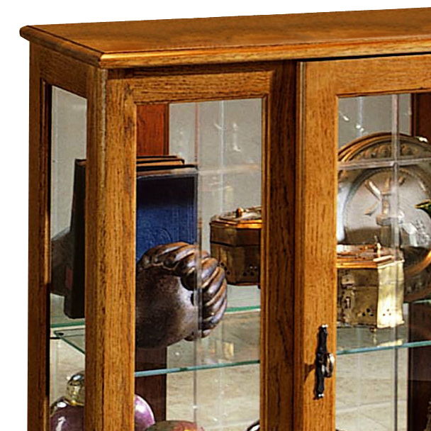 PFC Curios - Lighted 1 Shelf Console Display Cabinet - Golden Oak Brown