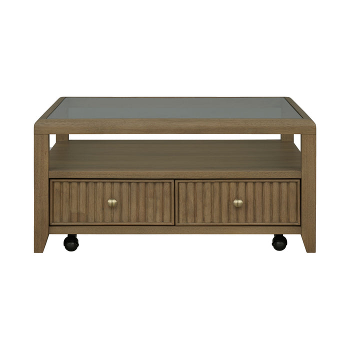 Reed - Square Coffee Table With Casters - Driftwood Oak