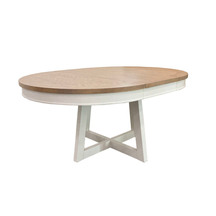 Americana Modern Dining - 48-66" Round Dining Table And 4 Barrel Chairs - Cotton