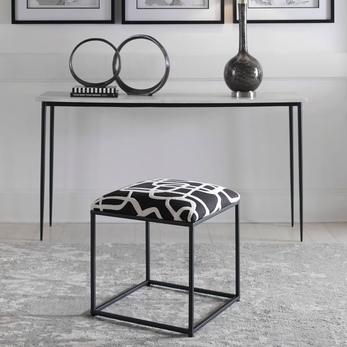 Twists And Turns - Fabric Accent Stool - Black