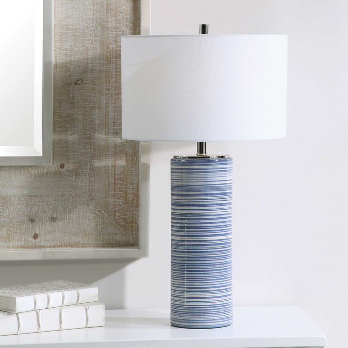 Montauk - Striped Table Lamp - Blue