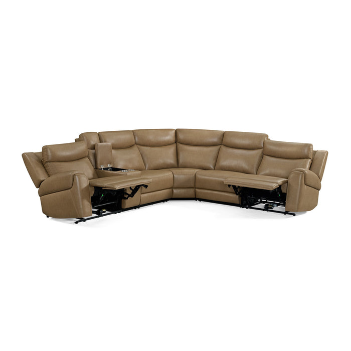 Momentum - 6 Piece Modular Power Reclining Sectional with Power Adjustable Headrests - Cashew