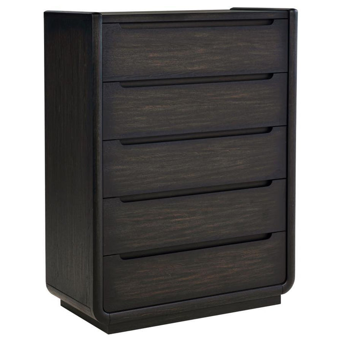 Leandro - 5-Drawer Bedroom Chest Of Drawers - Burnished Black