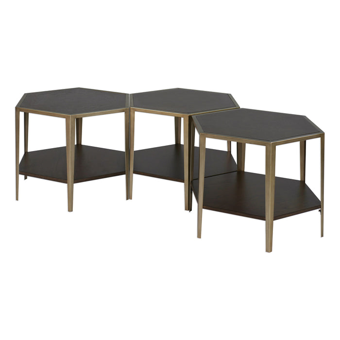 Alicia - Geometric Accent Table - Dark Brown