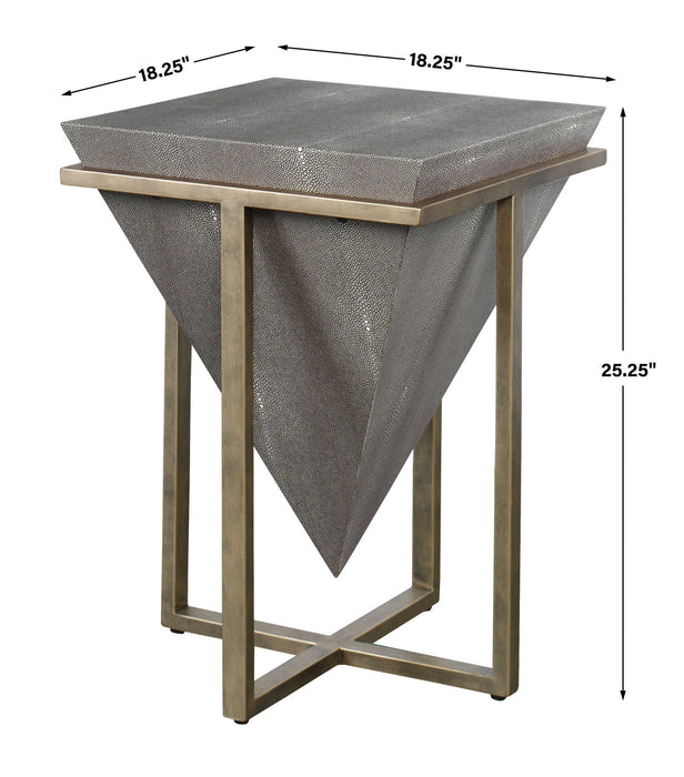 Bertrand - Shagreen Accent Table - Dark Gray & Gold
