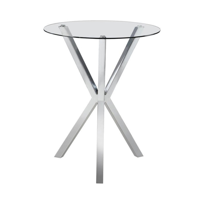 Denali - Round Glass Top Bar Table - Chrome