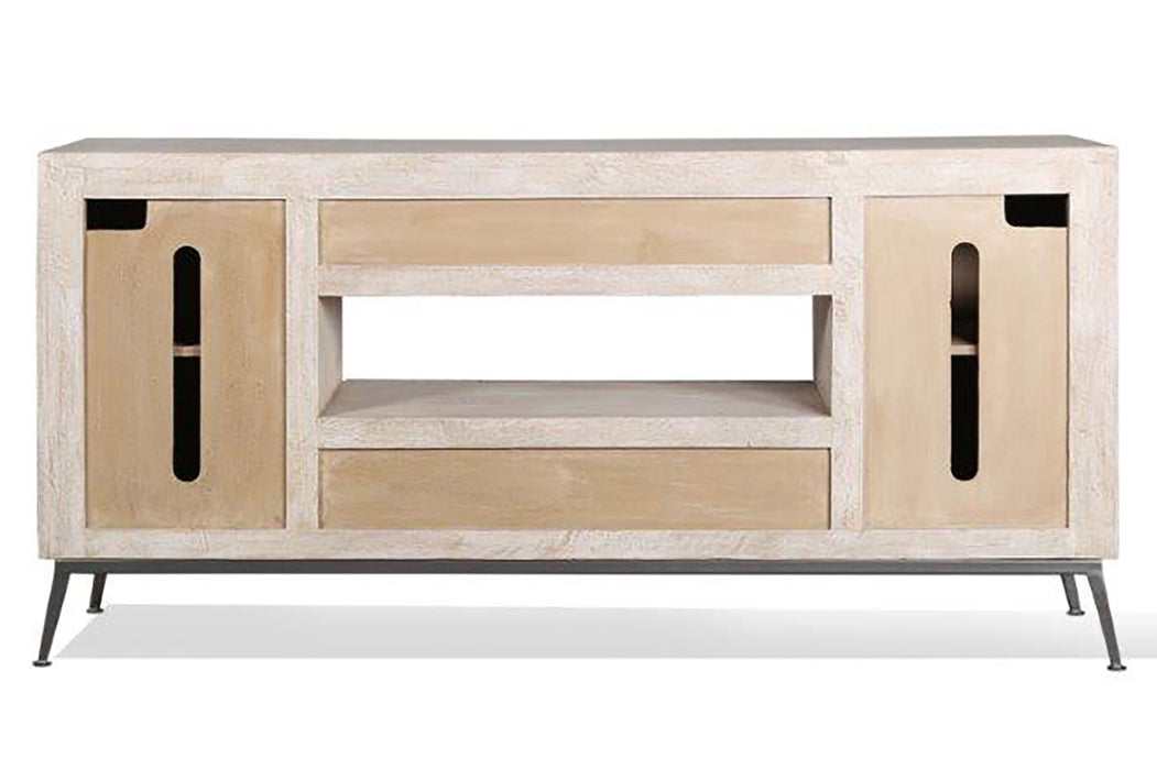 Crossings Monaco - TV Console - Weathered Blanc