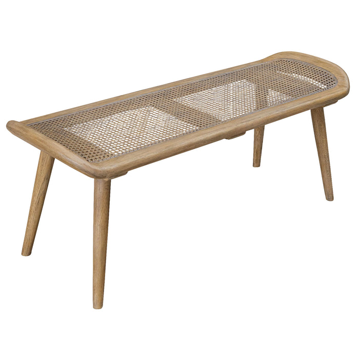 Arne - Woven Rattan Bench - Light Brown