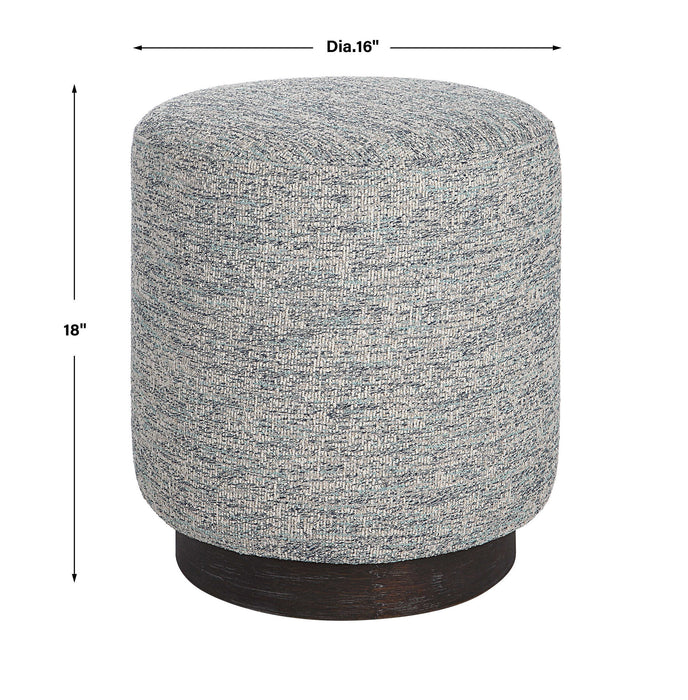 Avila - Tweed Round Ottoman - Silver