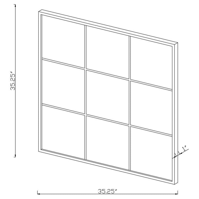 Quetzal - Square Window Pane Wall Mirror - Black