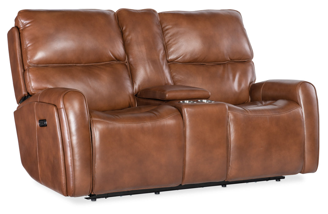 MS - Crosby Zero Gravity Power Console Loveseat With Power Headrest - Brown