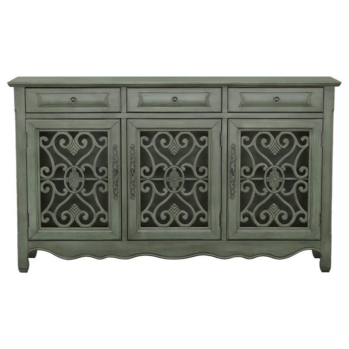 Madeline - 3-Drawer Scrollwork Accent Cabinet - Antique Green